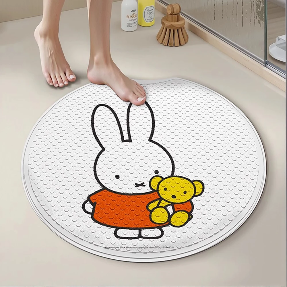 귀여운 미피 PVC 원형 샤워 매트 귀여운 토끼 미끄럼 방지 흡착 컵 발 마사지 쿠션 욕실 바닥 장식 소녀 선물