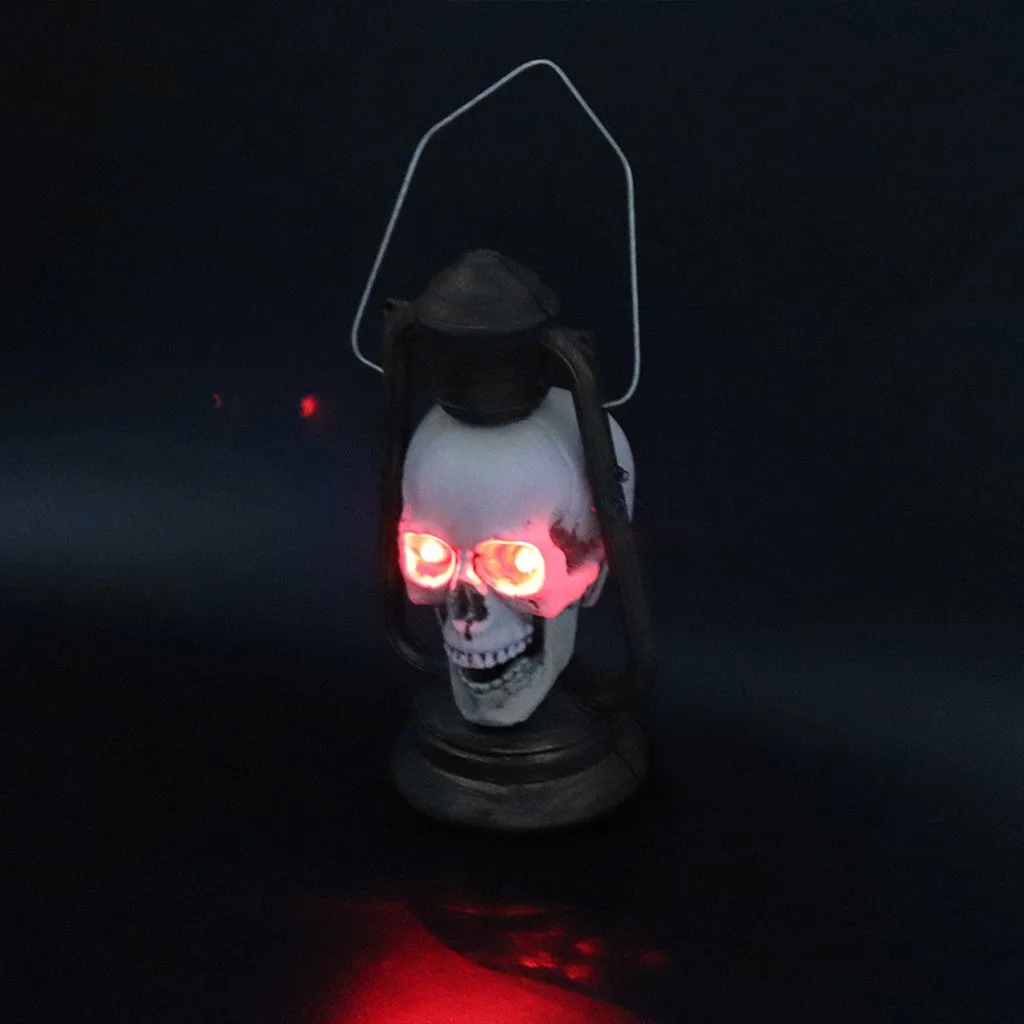 Halloween Skull Lantern Light Horror Decoration LED Hanging Lamp Festival Party Props Terror Atmosphere Skull Heads Creepy Light