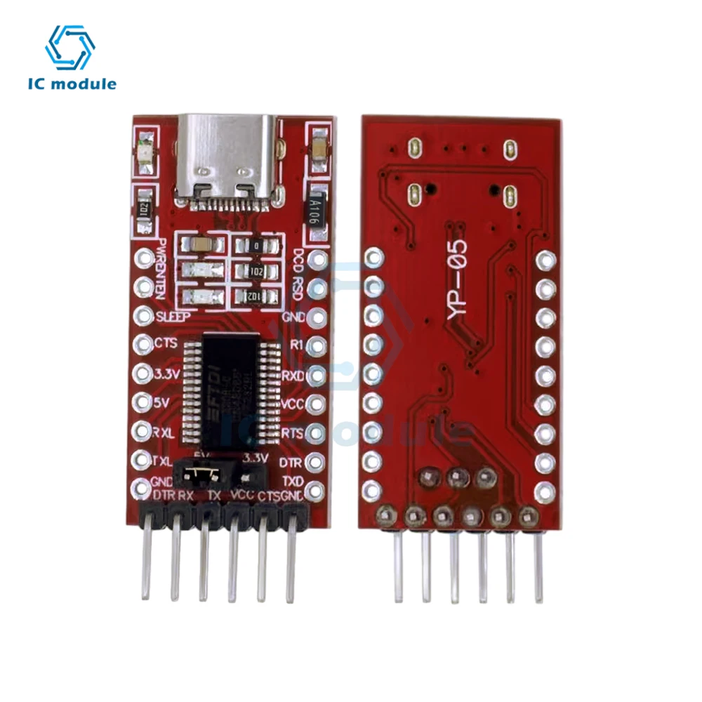 Mini USB para TTL Serial Converter Módulo Adaptador, Breakout Board para Arduino, FT232RL, FTDI, Tipo-C, 3.3V, 5.5V