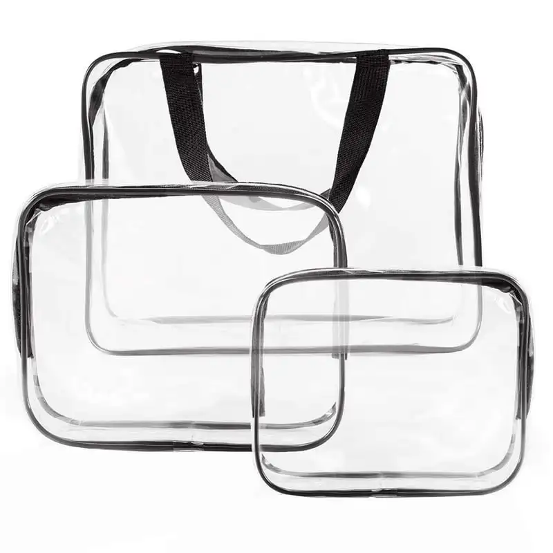 

Clear PVC Toiletry Bag Set with Zipper Pouch for Travel Cosmetic Makeup - Airport Compliant