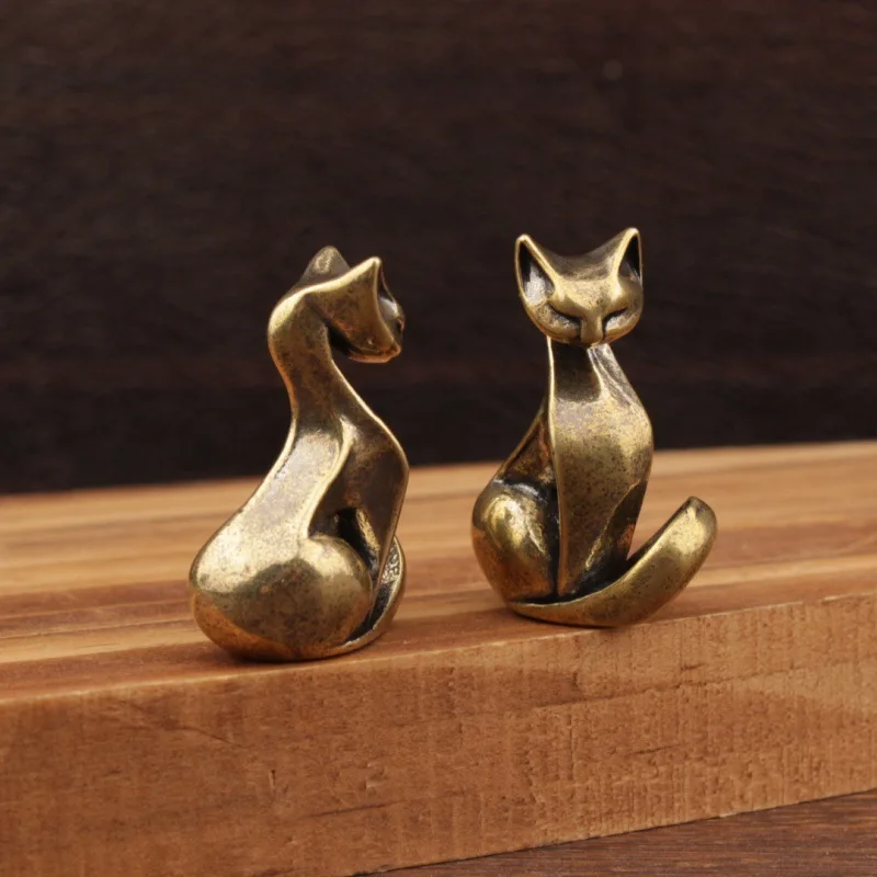 1/2 Brass Cat Glossy Cat Civet Anime Cat Retro Home Office Leisure Decoration Desktop Crafts