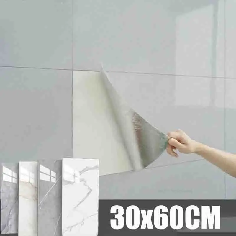 10-20 piezas de decoración removible para el hogar, para cocina y baño ﻿ Baldosas Autoadhesivas de PVC con Diseño de Mármol, 30x60cm, Resistentes al Agua, Adhesivos Decorativos para Pared