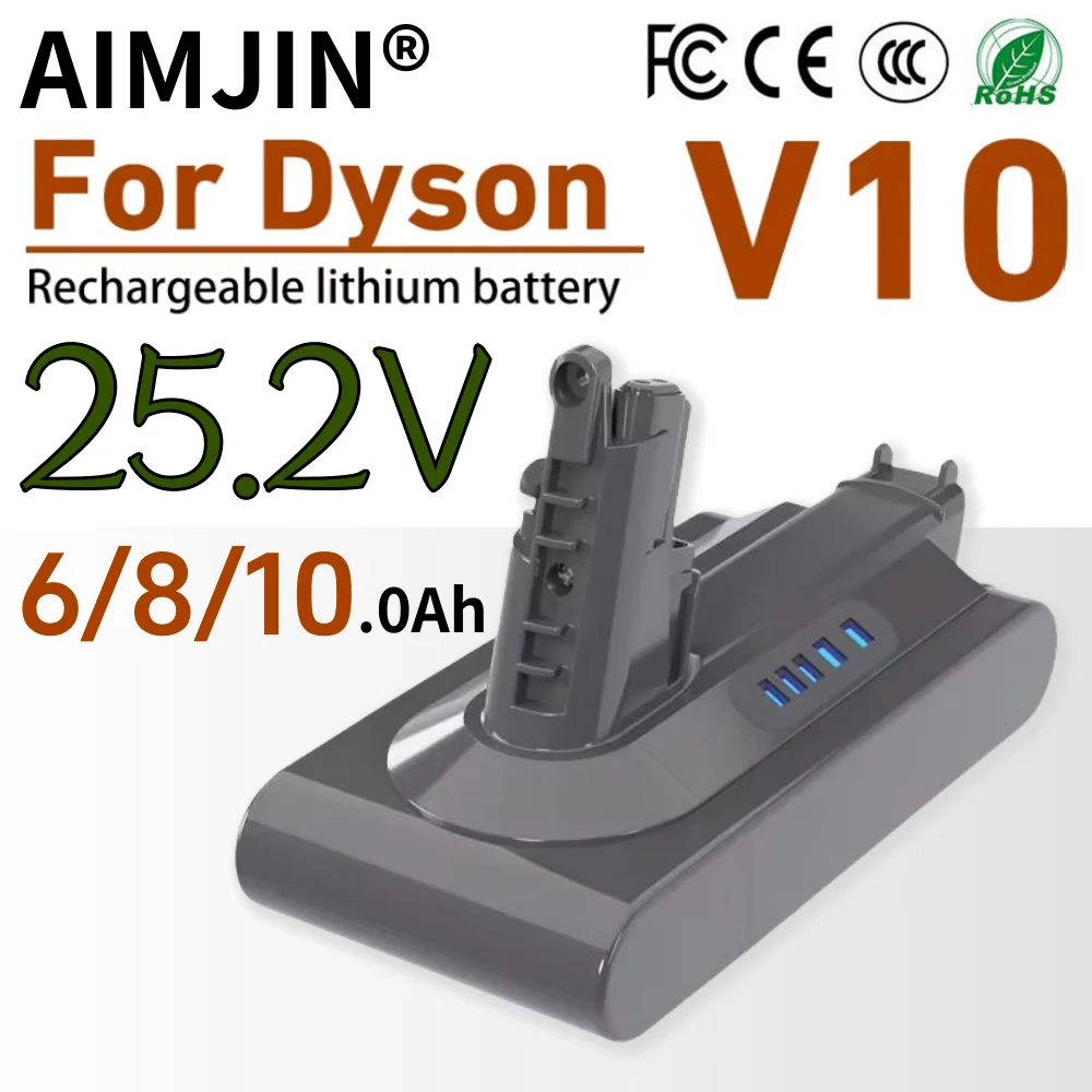 

For Dyson V10 Replacement Battery 6.0/8.0/10.0Ah 25.2V Lithium Ion Battery Compatible with Cyclone Animal Cordless Vacuum Clea