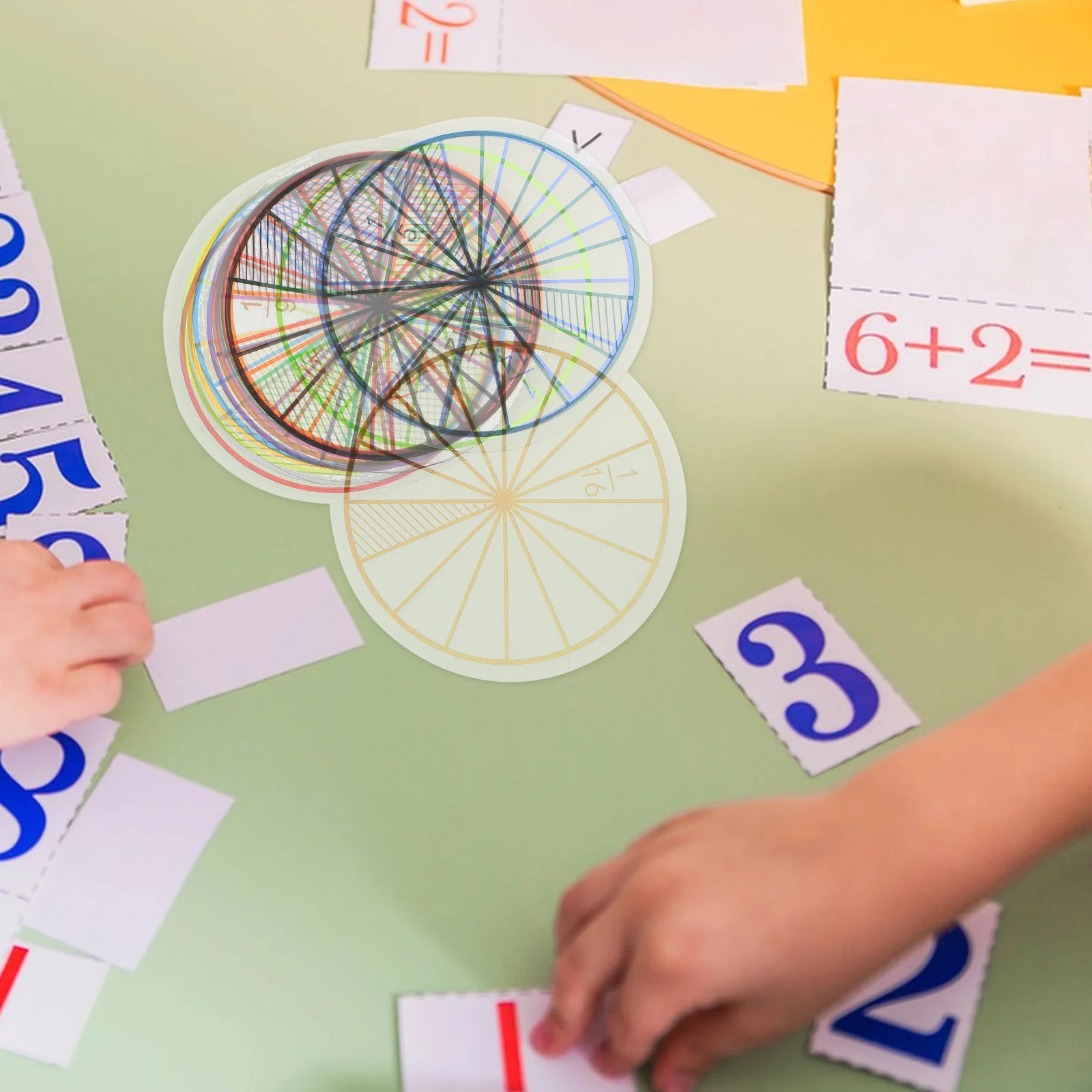 16 Fraction Sheets 10cm Size Math Teaching Aids Kids Arithmetic Toy Fraction Circles Educational Plaything Cognitive