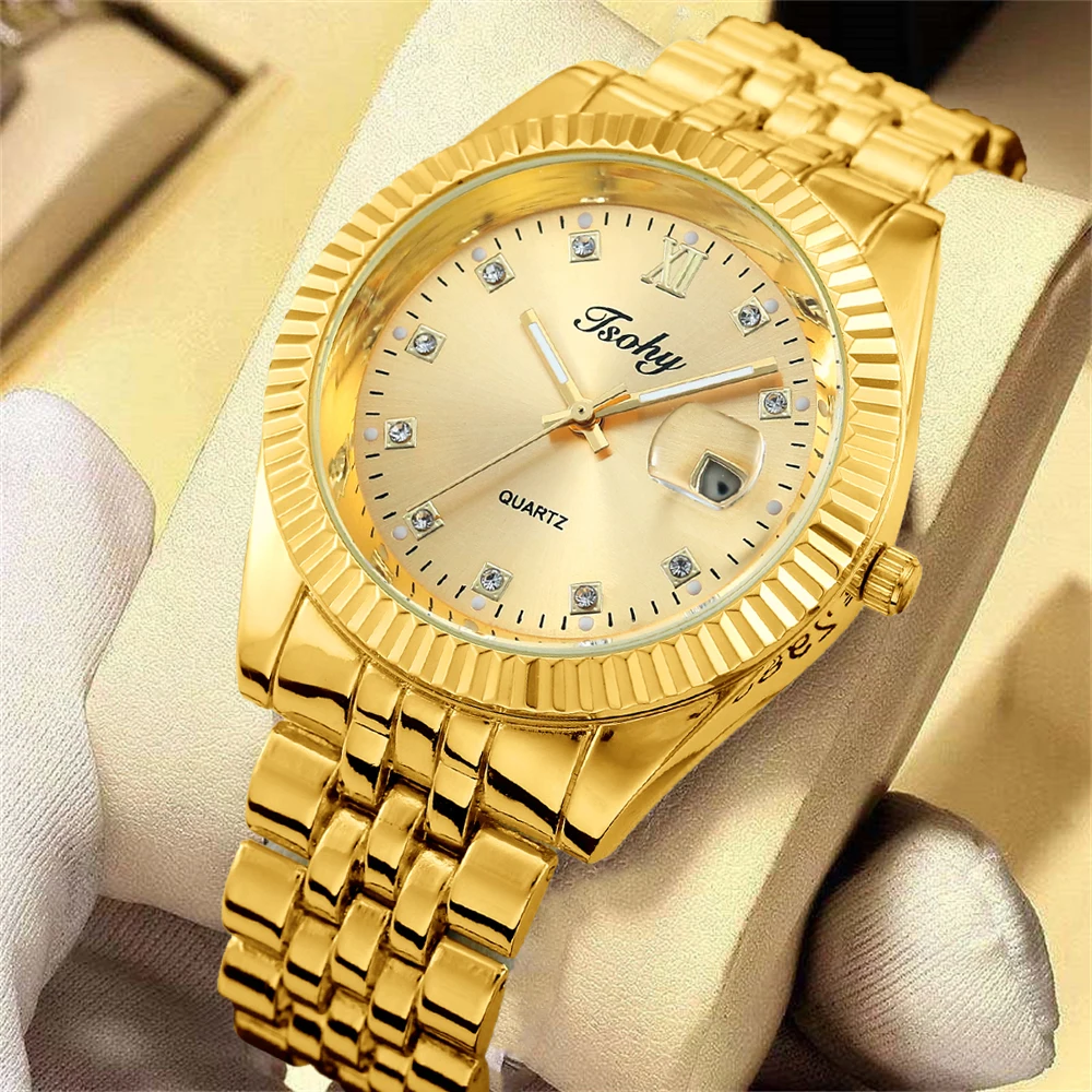 บรรยากาศที่งดงามบนนาฬิกาผู้ชายเกรดในนาฬิกาทองสไตล์ต่างประเทศสุภาพบุรุษธุรกิจนาฬิกาผู้ชายเรียบง่ายทั้งหมด