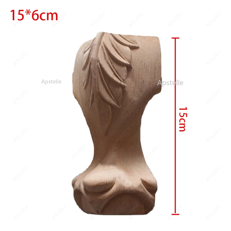 European Style Furniture Legs Natural Solid Wood Carved Retro Seat Foot Legs for Home TV / Bathroom Cabinet Decor Accessories