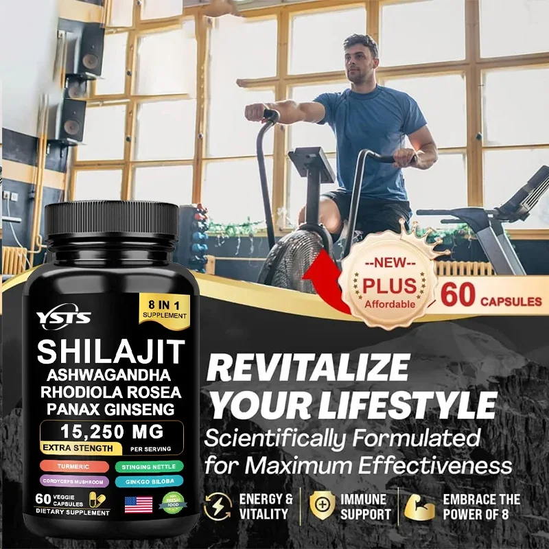 Shilajit+ Capsules - Enriched with Ashwagandha Extract for Energy, Muscle Strength Immunity, Endurance for Adult, Relieve Stress