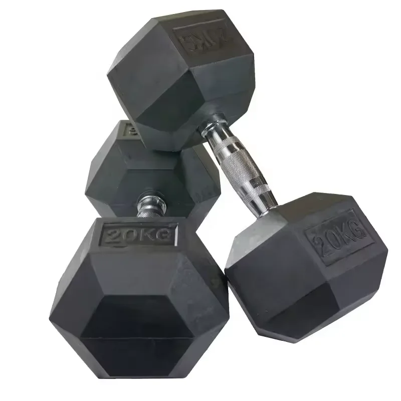 

New Product Wholesale Fitness Gym Rubber Coated Dumbbell Set