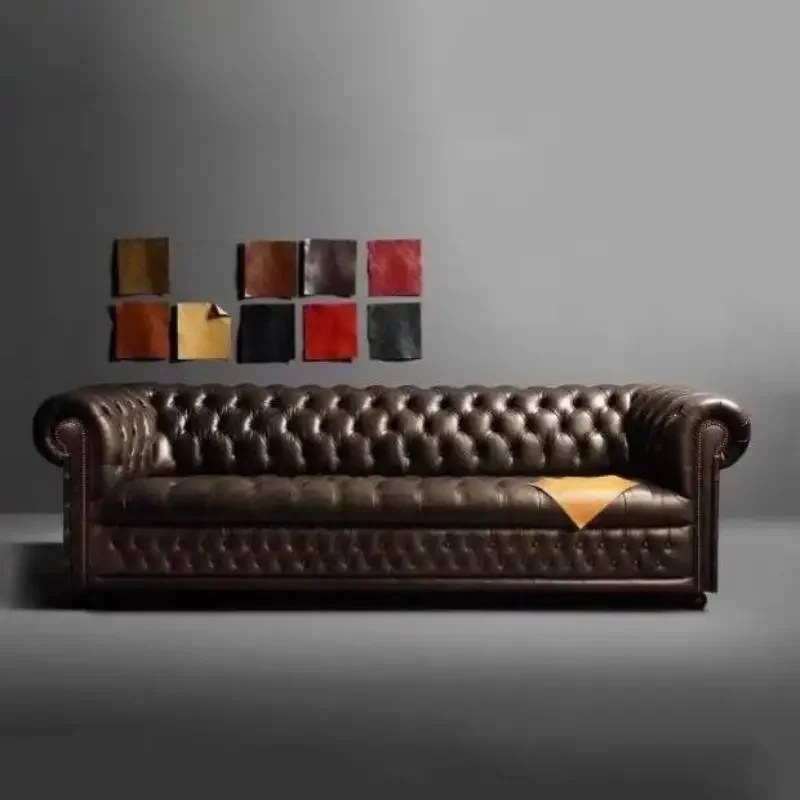 

Luxury Leather Living Rooms Sofa Creative Leisure Medieval Luxury Retro Simple Sofa Designer Modern Muebles Salon Furniture