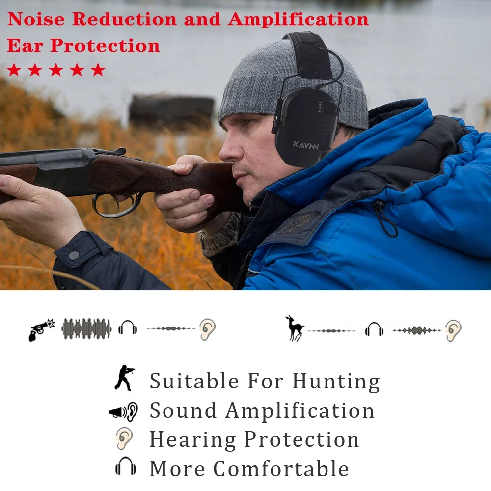 Electronic Hearing Protection Tactical Headsets, Anti-noise Hunting Silicone Earmuffs, Shooting Ear Protective for Sports