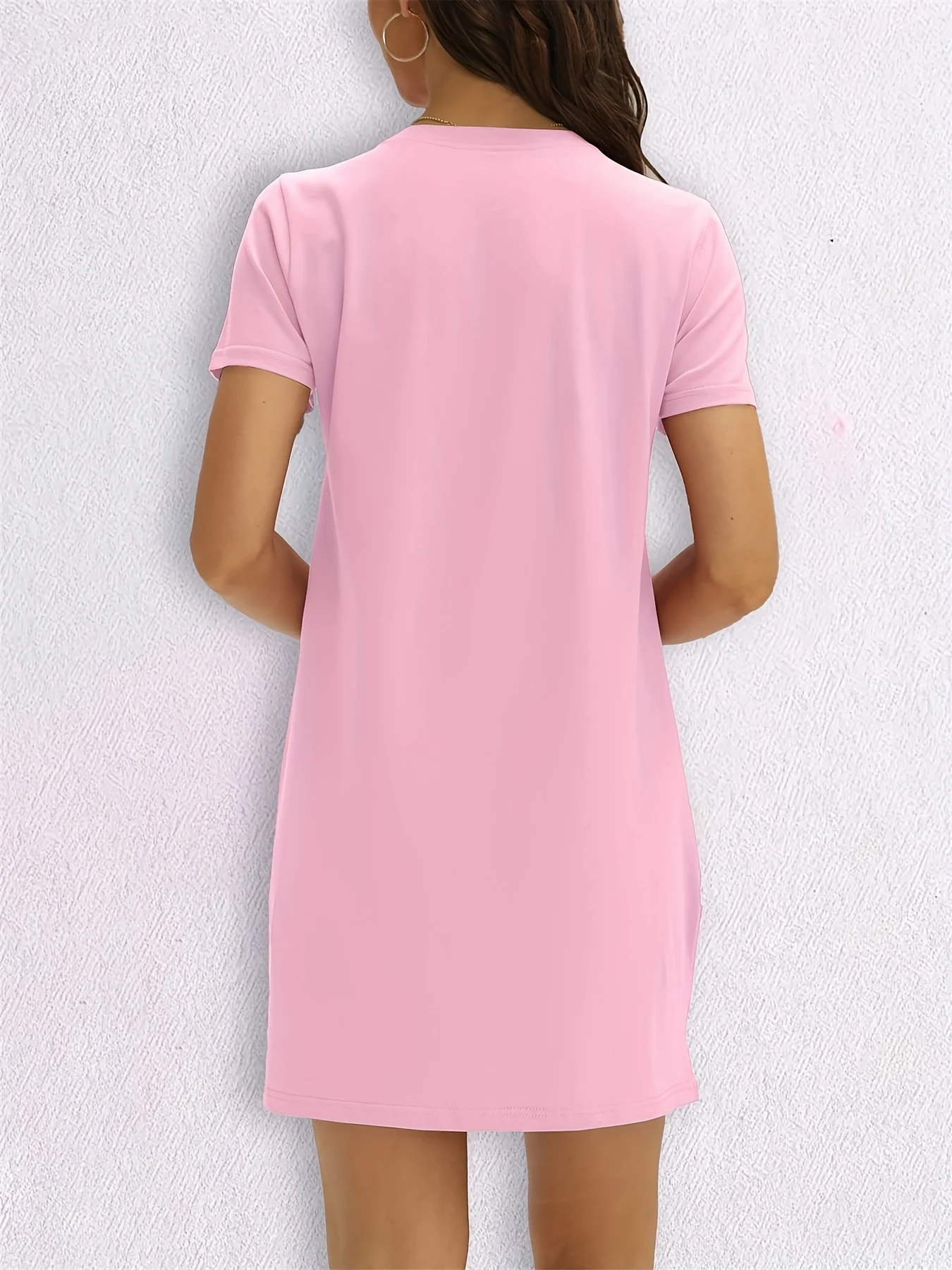 Damska codzienna sukienka T-shirt z krótkim rękawem, okrągły dekolt, czarne sukienki, damska letnia odzież, oversize, Y2k, ubrania damskie.