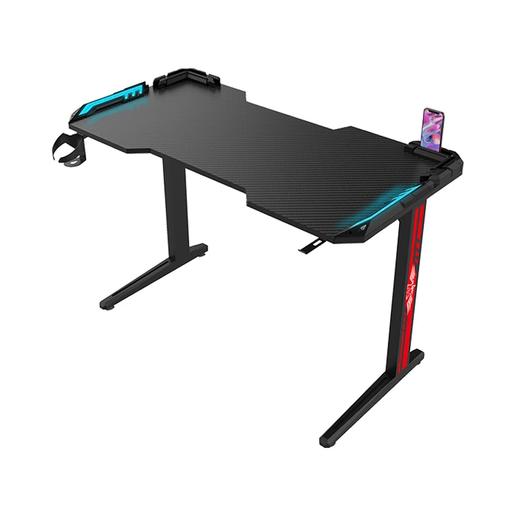 Rgb Carbon Fiber Gaming Desk for Pc High Quality Black Customizable Table Gaming Computer Desk