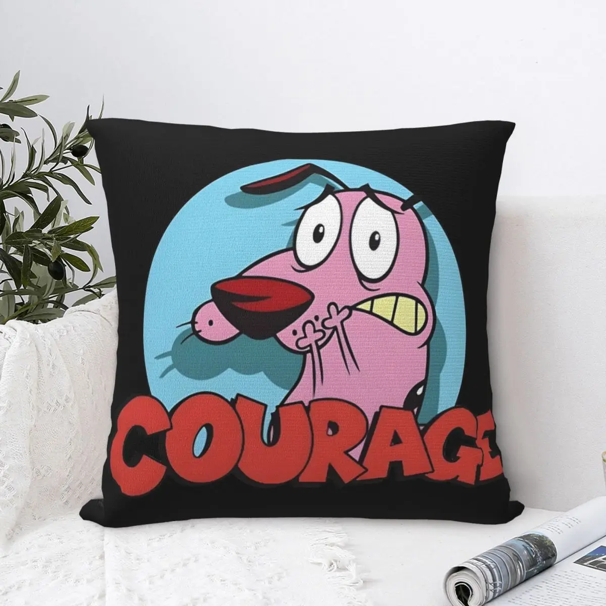 C-Courages Cowardly Dog Cute Pillowcase Printed Polyester Cushion Cover Decoration Throw Pillow Case Cover Home Wholesale 18''