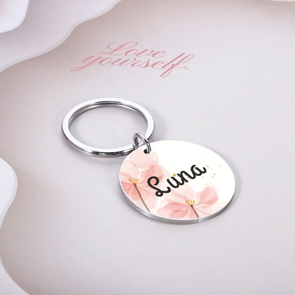 Personalized Pet ID Tags Anti-lost Name Plate Stainless Steel Collar Flower Round Pendant Custom Dog ID Collar Accessories