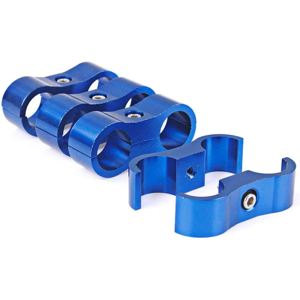 【PRICE REDUCT】4Pc 6AN Hose Separator Clamp, Fuel Line Mounting Clamps, Aluminum Hose Fitting Adapter For 3/8 Fuel Line,Oil Line