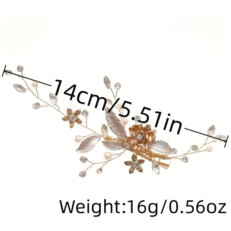 Trendy Gold Silver Color Flower Leaf Crystal Hairpin Headband Tiara Bridal Wedding Hair Accessories Headpiece Jewelry Ornaments image 6