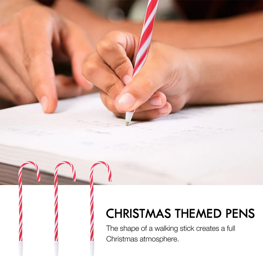 

12 Pcs Christmas Decoration Holiday Candy Cane Pens Bulk Shaped Stationery Stationray