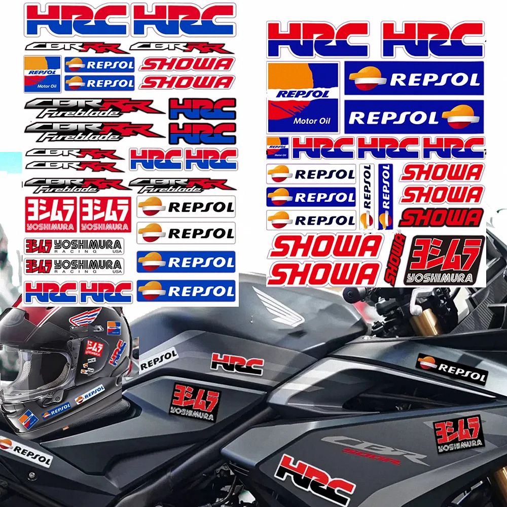 For Honda HRC SHOWA Repsol Yoshimura Racing Stickers Motorcycle Accessories Helmet CBR RR CBR650R CBR500R CBR1000RR CBR600RR 600