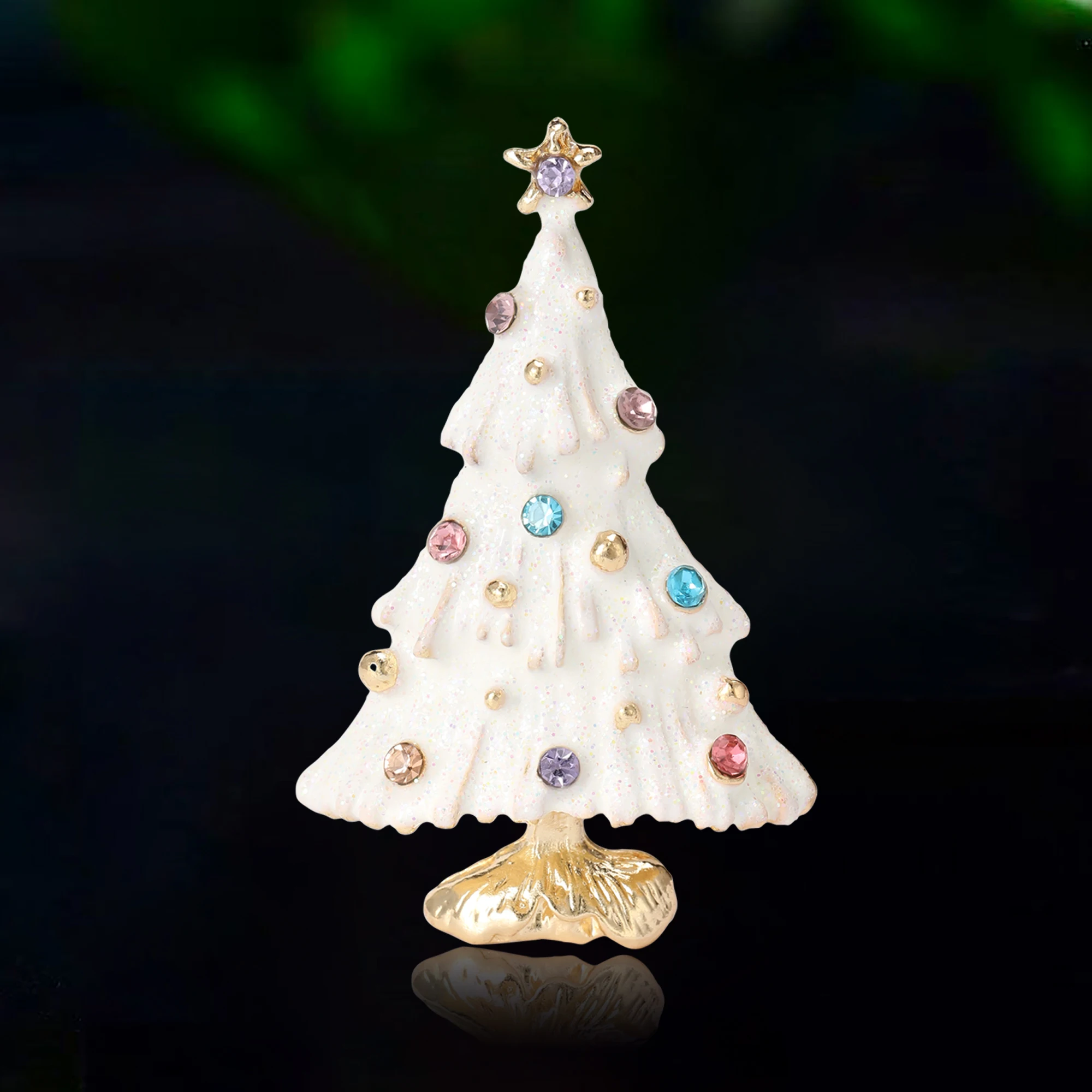 Christma’s Rhinestone Christmas Tree Brooches for Women Unisex Enamel Botanical Pins Event Party Decoration Clothes Accessories