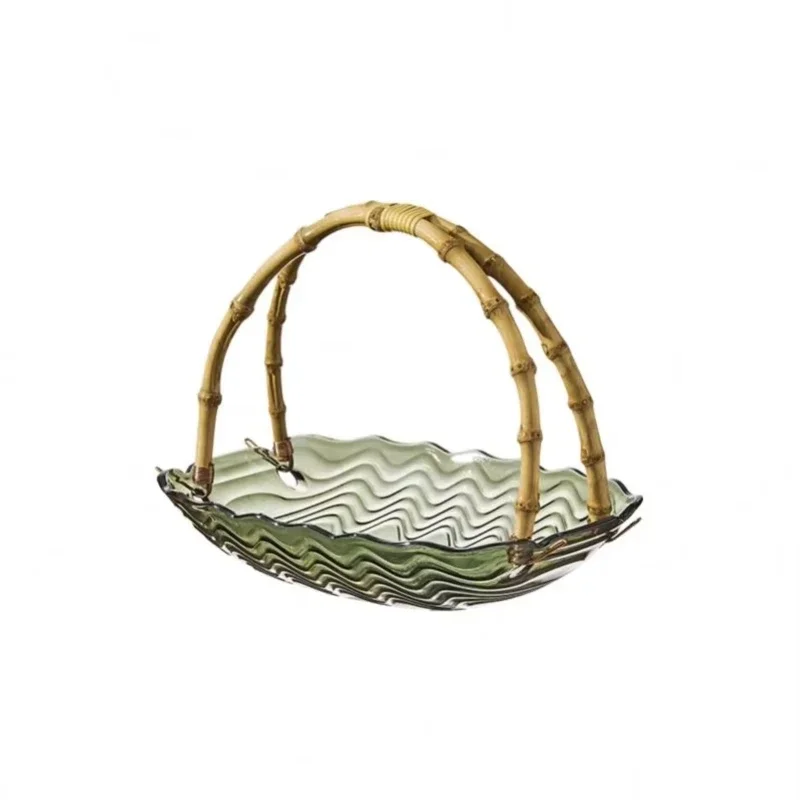 

Rattan Portable Fruit Basket Plastic Decorative Bowl, Candy Cake Snack Storage Tray Dining Table Dessert Tray