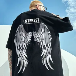 Cotton Cool Oversized T Shirt Gothic High Street Hip Hop Short Sleeve Men Women Summer Harajuku Loose Wing Tshirt Streetwear 8XL