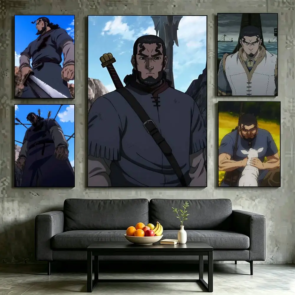 Anime Vinland Saga Thors Snorresson Poster Waterproof Wall Art Sticker For Bar Living Room Vintage Decor High Quality Print Gift