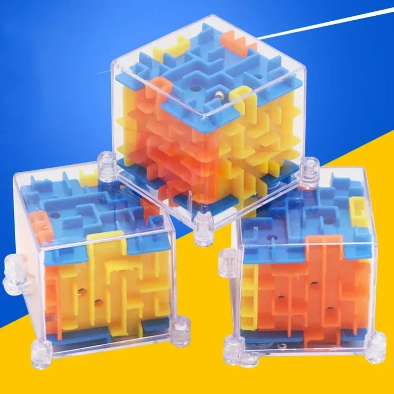 3D Maze Magic Cube Six sided Transparent Puzzle Intelligence Magic Cube Rolling Ball Magic Cube Children Maze Stress Relief Toy