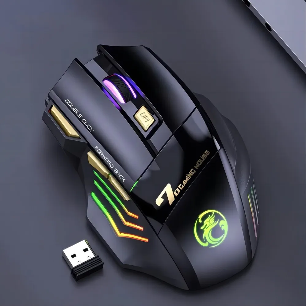 Bluetooth Wireless Mouse Rechargeable Gaming Mouse Gamer RGB Computer Mouse Bluetooth 5.1 USB Ergonomic Mause Silent Mice For PC