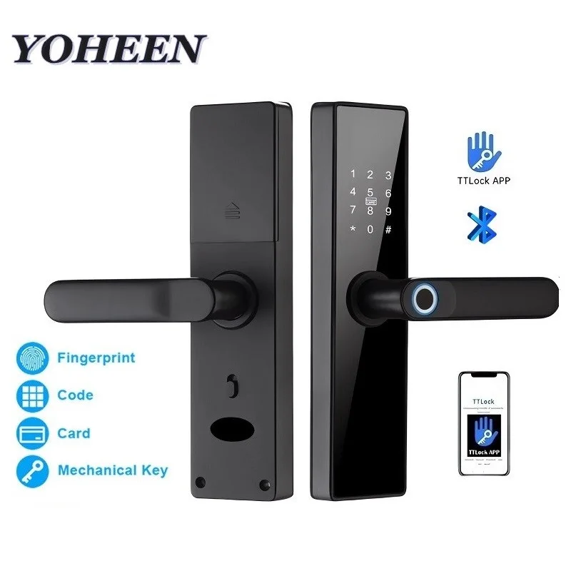 TTLOCK Bluetooth Unlock Smart Door Lock Fingerprint Handle Key Card Nfc Rfid Code App Unlock Lock for Security Home Apartments