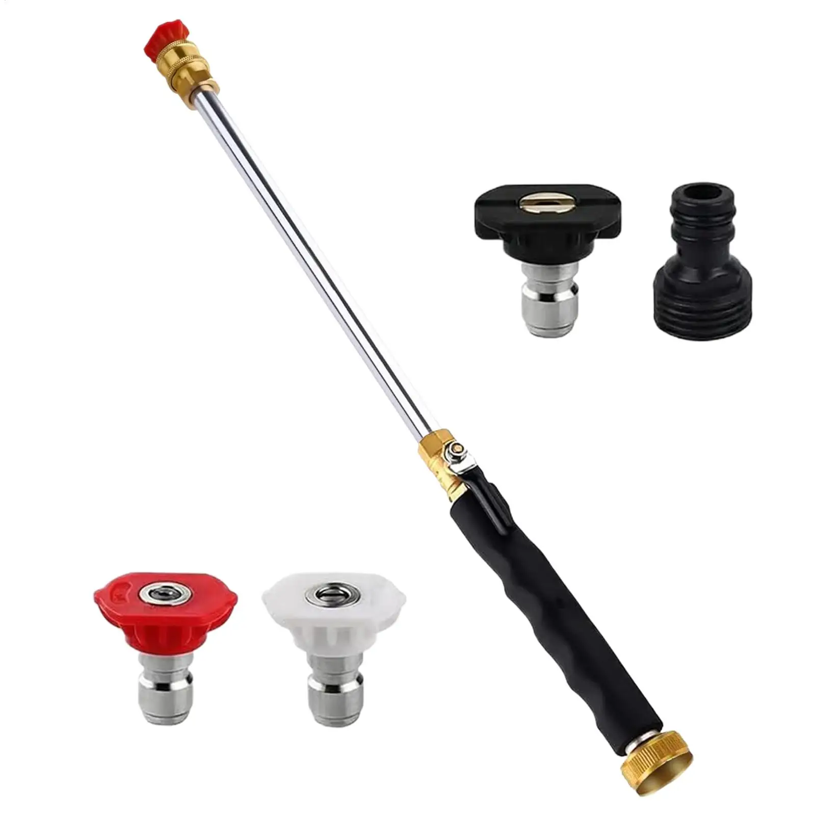 Power Washer Wand, Adjustable Garden Hose Sprayer with Quick Connector & 3 Nozzles, for Car Washing Window Cleaning