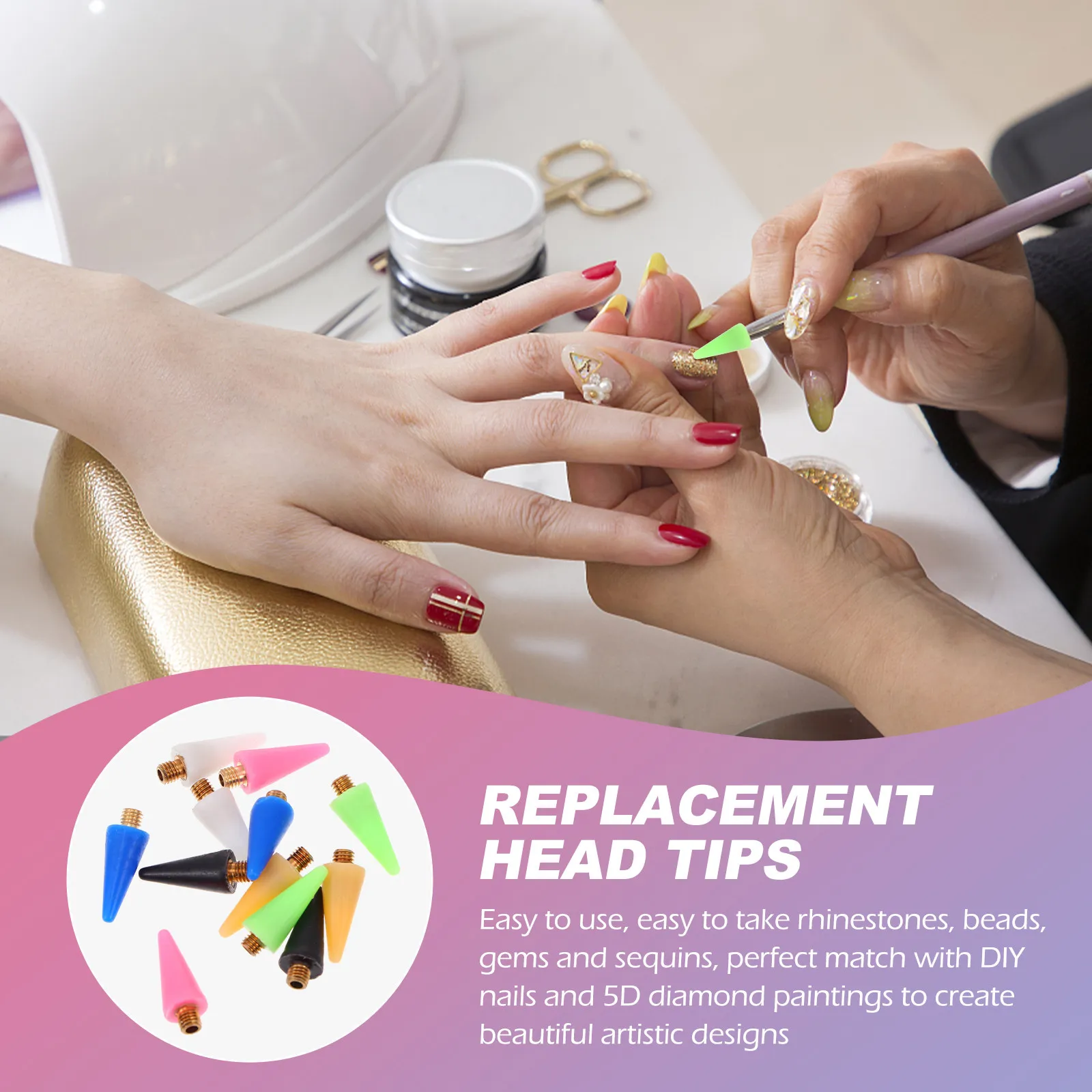 

12Pcs Wax Replacement Tips for Nail Dotting Pen Rhinestone Picker Manicure Tool Safe Gentle Material Easy Install Decorate Nails