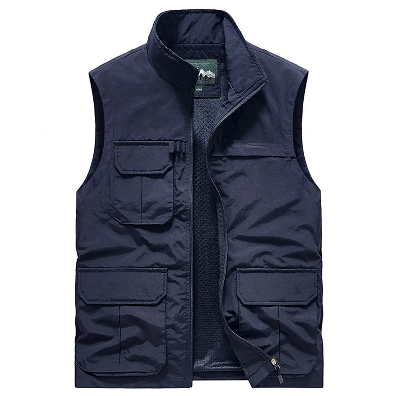 Gilet en GlaCardigan Imperméable PVD pour Homme, Vêtement de Travail, à la Mode, Décontracté, Multi-Poches, de Luxe, Veste d\'Extérieur