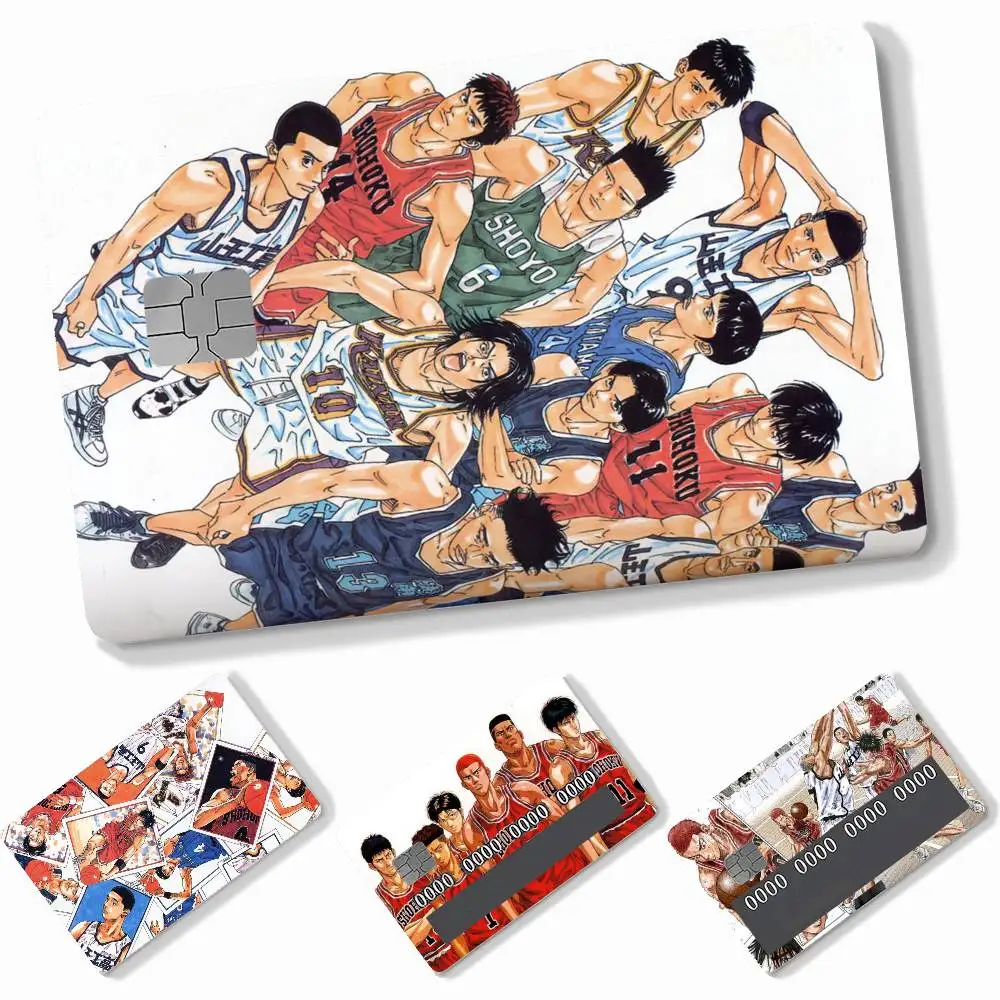 Anime SLAM DUNKs  4pcs Credit Card Skin Stickers Suitable for Bank Debit Subway Bus Transit Pass Decorative Cover