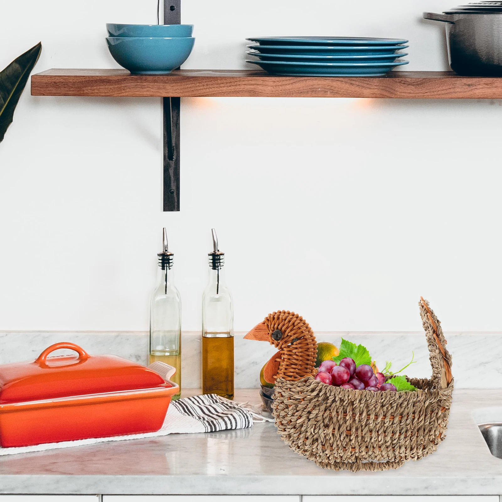 

Cartoon Storage Basket Large Turkey Straw Wicker Woven Baskets Container Home Organizer Kitchen Bedroom Living Room Decor