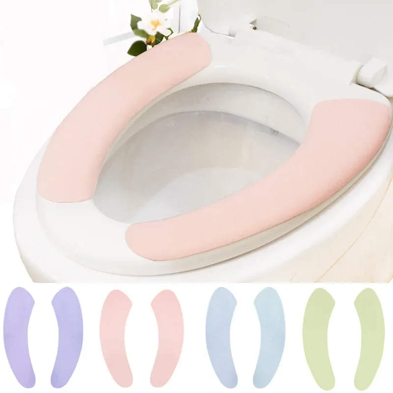 Bathroom Toilet Seat Washable Soft Warmer Flannel Sticker Mat Cover Pad Cushion Cover Warm For Bathroom Toilet Seat Accessories