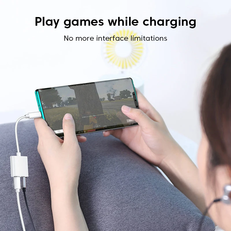 USB C para Type-C Audio Adapter, 3.5mm Aux Cable, Wired Headphones Connector, 3.5mm Jack, Samsung, Xiaomi, Huawei, 2 em 1