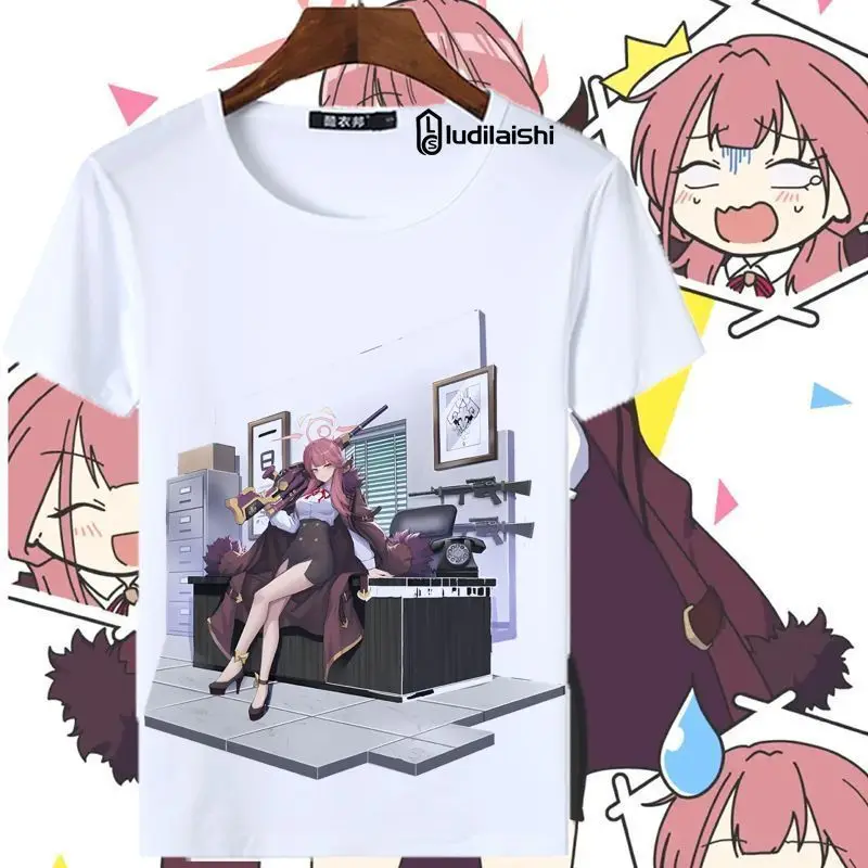 Anime Blue Archive Rikuhachima Aru HayaseYūka Cosplay Printed Short Sleeve T-Shirt Casual Tee Fashion Shirts Versatile in Summer