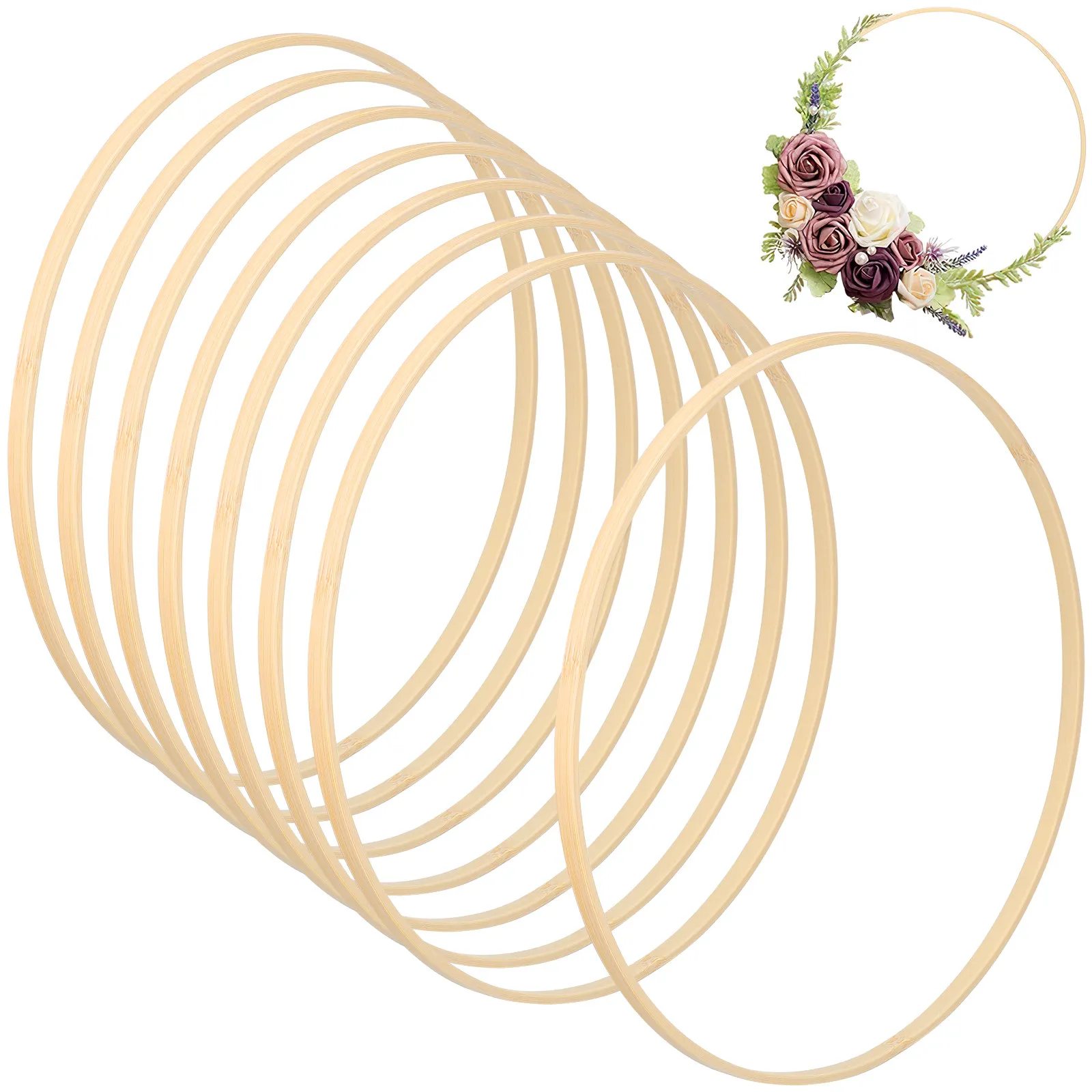 

8Pcs Bamboo Wreath Hoops Smooth Sturdy Rings for DIY Dream Catcher Macrame Crafts Floral Hoop Decor Supplies Bamboo Rings