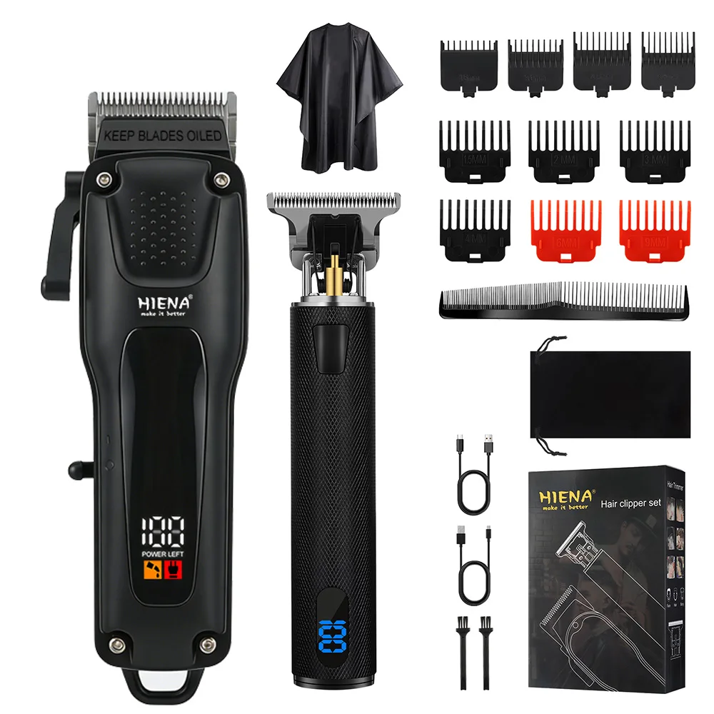 

2-Piece Professional Hair Clipper Set for Men Rechargeable Cordless Hair Clipper with Sculpting Blades gift hair cutting machine
