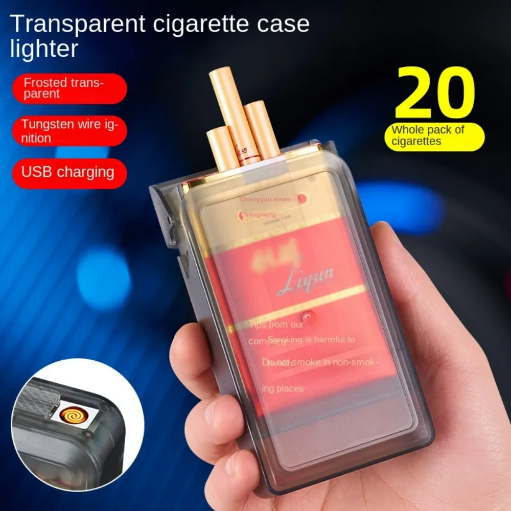 Transparent cigarette case lighter aluminum alloy cigarette case with onepiece sliding automatic popup lid large capacity