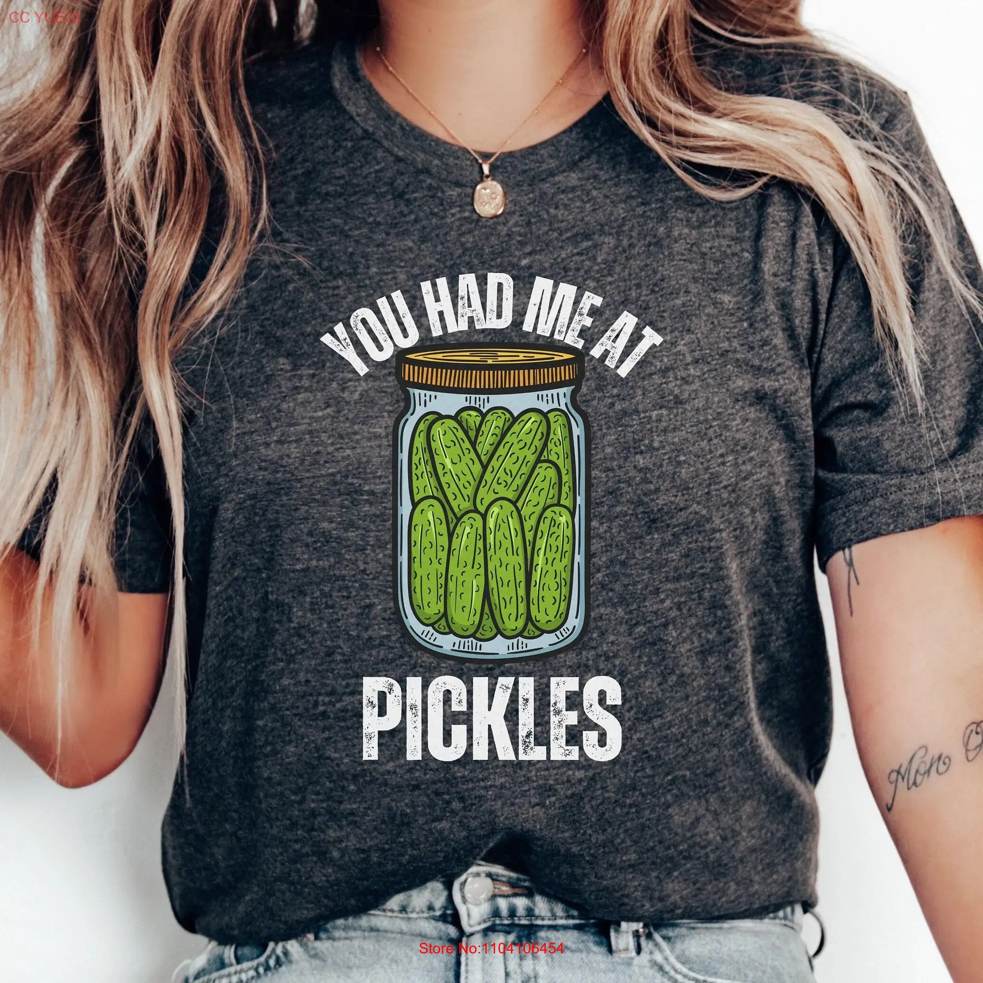 Vintage Canned Pickles T Shirt You Had Me At Pickle Lovers Funny Jar Crewneck long or short sleeves