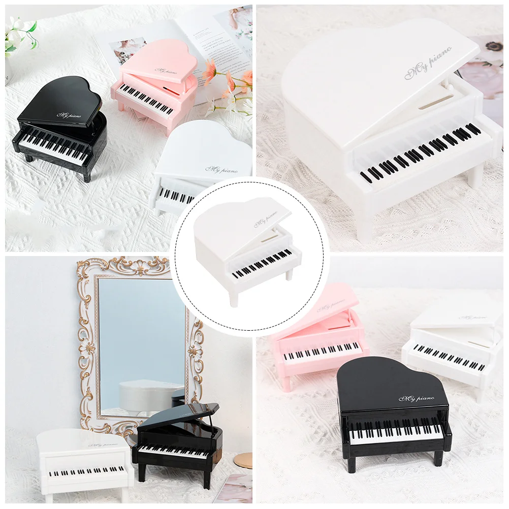 Ornamen Piano Mini Putih Kreatif Dekorasi Desktop Bahan ABS Tahan Lama Ornamen Alat Musik Alat Peraga Foto untuk Rumah Kantor