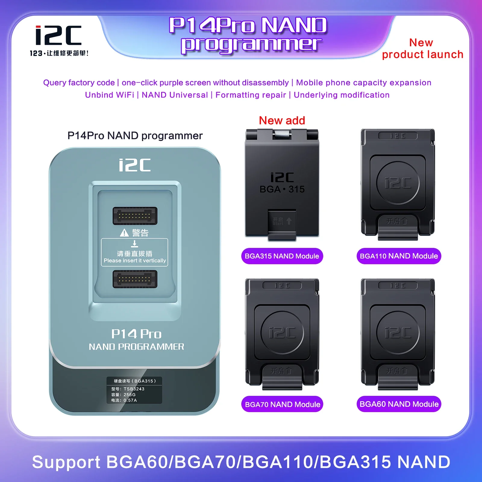 Imagem -03 - Programador de Disco Rígido para Iphone 615 Pro Max Desvincular Wifi sn Syscfg Ferramentas de Modificação de Dados I2c P14 Pro Bga315 Bga110 Bga70 Bga60