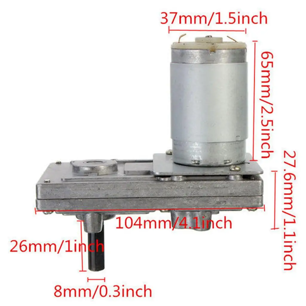 DC12V-24V 10-20-40-80 RPM Omkeerbare geluidsarme worm elektrische motorreductor