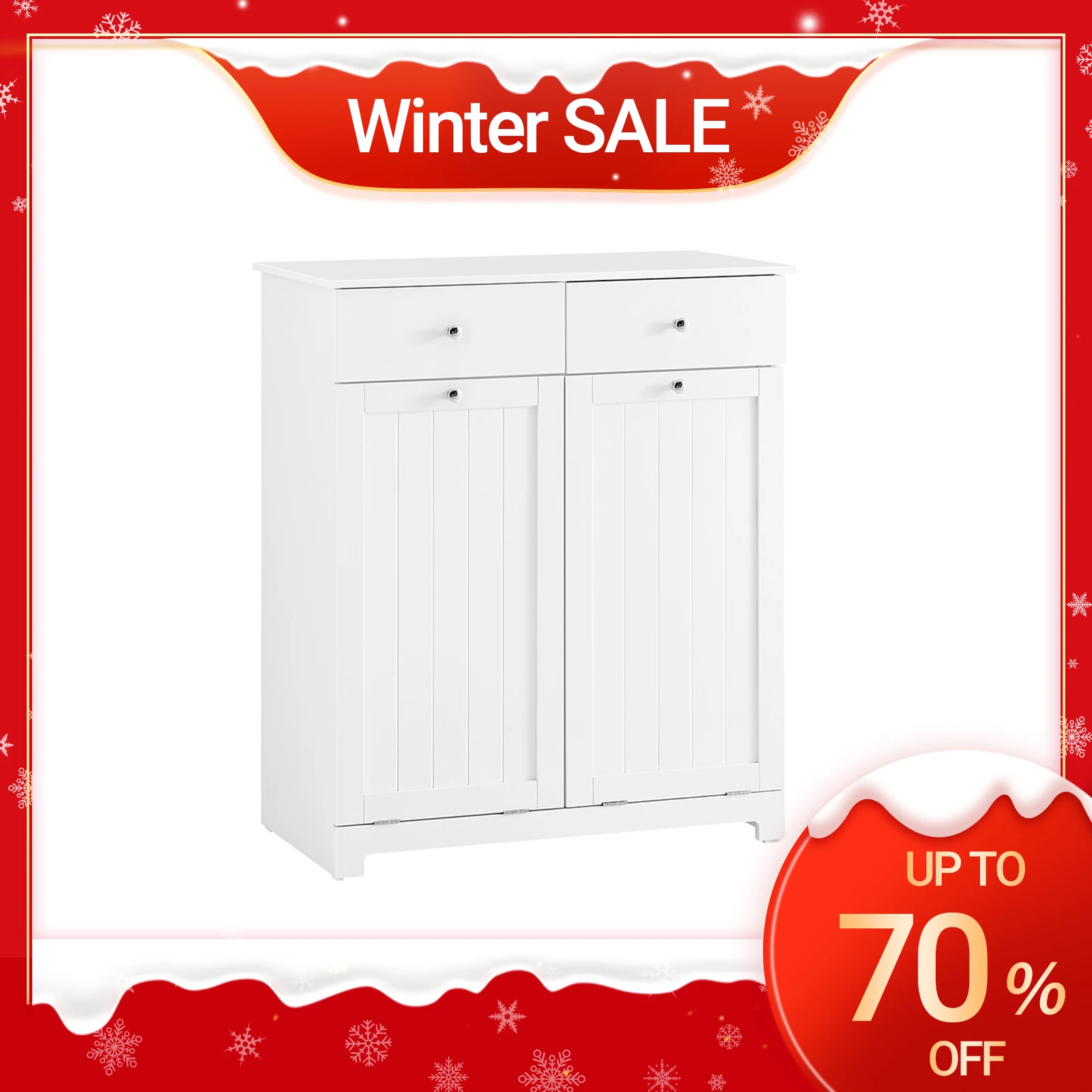 SoBuy BZR33-II Armadio da bagno con cesto portabiancheria e 2 cassetti Armadio portabiancheria moderno MDF 78x90x38 cm