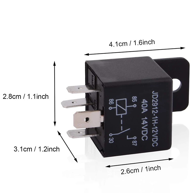 リレーカースイッチおよびスターターキット、JD2912-1H-12VDC、40a、12v、4ピン、JD2912-14VDC、2パックのリレー