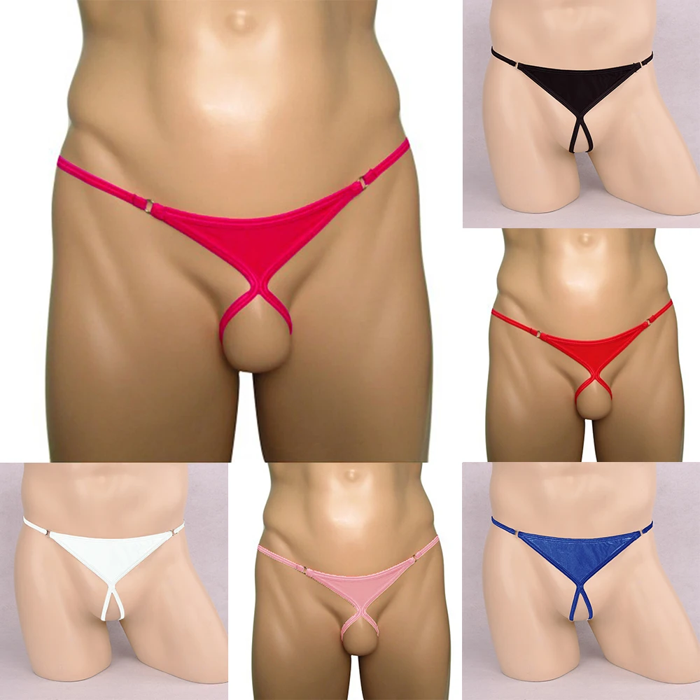 Mens G-string Thong T-Panties Gays Underwear Low Rise O Ring Briefs Penis Hole T-back Micro Bikini Breathable Erotic Lingerie