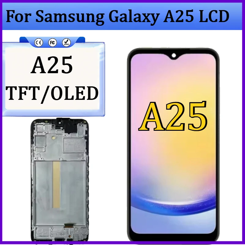 

Новый TFT/OLED дисплей для Samsung Galaxy A25, сенсорный экран, модуль дигитайзера, замена LCD-дисплея для Samsung A25 5G