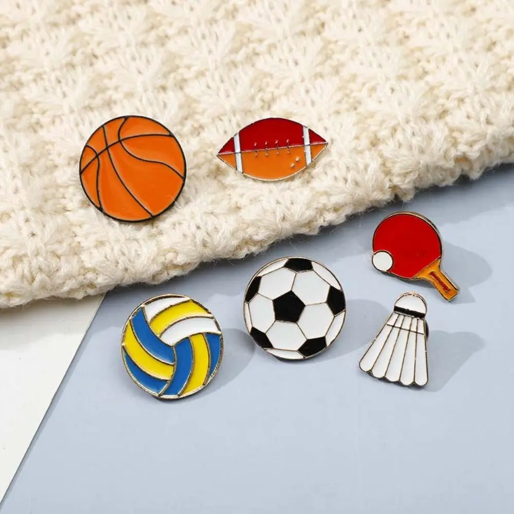 Cute Enamel Sports Ball Soccer Volleyball Basketball Brooch for Women Men Sportsman Jewelry Shirt Backpack Lapel Pins Badge Gift