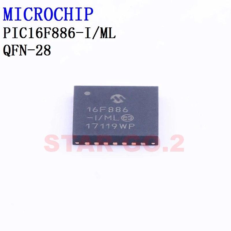 

2PCSx PIC16F886-I/ML QFN-28 MICROCHIP Microcontroller